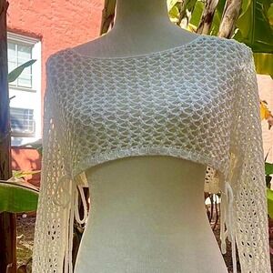 Hand crocheted over throw long sleeve